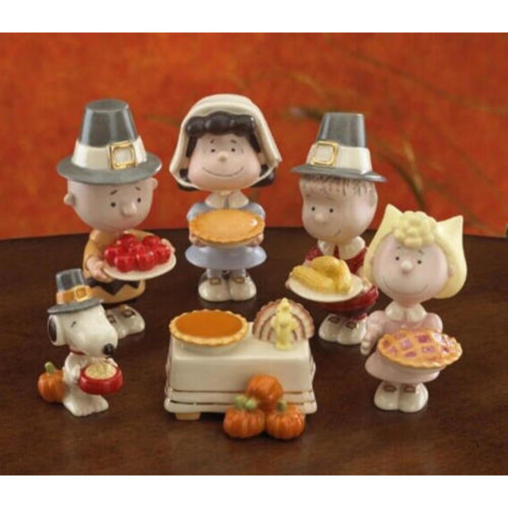Lenox Peanuts Thanksgiving Day Figurine Set of 6 New In Box